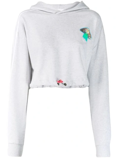 Adidas Originals 'fiorucci' Cropped-kapuzenpullover In Grey