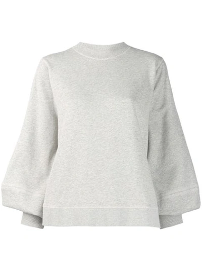 Ganni Puff Sleeve Sweatshirt In Grey