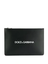 Dolce & Gabbana Dolce And Gabbana Black Calfskin Logo Pouch