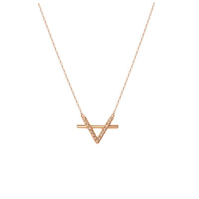 Aurate Icon Necklace With Diamonds In Gold/ Pink