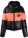 Dsquared2 Maple Leaf Puffer Jacket In 961 Black Orange