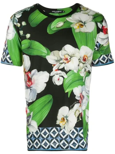 Dolce & Gabbana Dolce And Gabbana Multicolor Orchid Print T-shirt In Multicolored