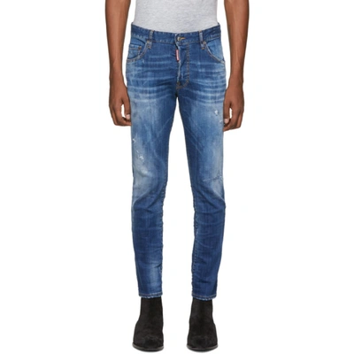 Dsquared2 Distressed Slim-fit Jeans In 470 Blue