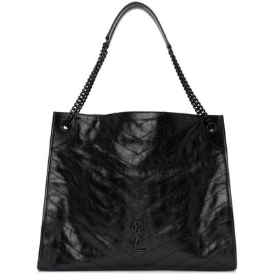 Saint Laurent Large Niki Calfskin Leather Shopper In Nero