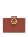 Fendi F Motif Flat Cardholder In Brown