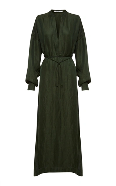 bondi born green dress The dress that moves like the evening itself. The Como Tie-Neck Maxi Dress  in Forest Green on the @afwaustralianfashionweek consumer show runway.  #bondiborn