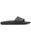 Bottega Veneta Intrecciato Leather Slide Sandals In Black