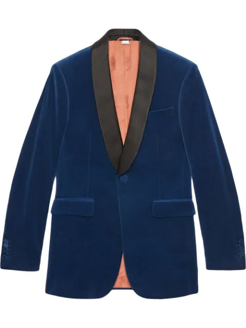 Gucci Men's Velvet Tuxedo Dinner Jacket In Blue | ModeSens
