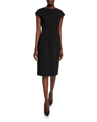 Atelier Caito For Herve Pierre Cap-sleeve Sheath Cocktail Dress In Black