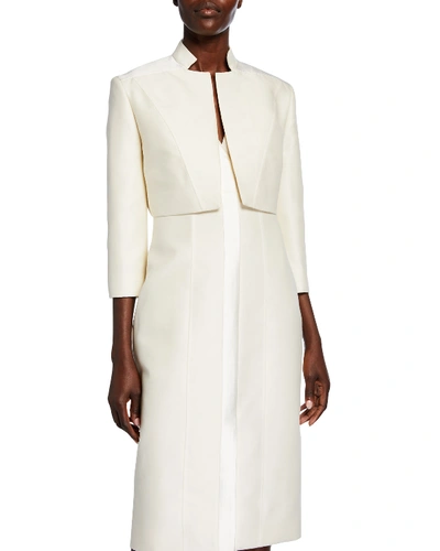 Atelier Caito For Herve Pierre Cropped Boxy Silk Jacket In Ivory
