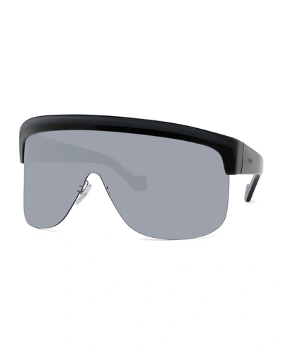 Loewe Curved Shield Semi-rimless Sunglasses In Black