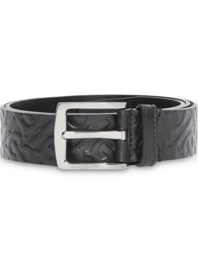 Burberry Men's Clarke Logo-embossed/smooth Leather Reversible Belt In Black