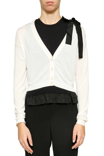 Red Valentino Cropped Cardigan In Avorio