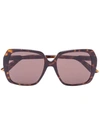 Gucci Brown Tortoiseshell Square Sunglasses