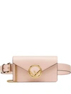 Fendi F Logo Plaque Belt Bag In Pink
