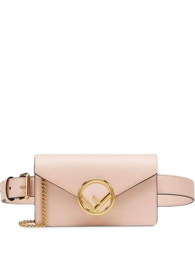 Fendi F Logo Plaque Belt Bag In Pink