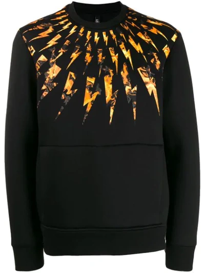 Neil Barrett Lightning Print Sweatshirt In Black