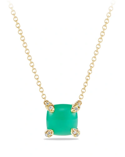 David Yurman Ch&acirc;telaine 7mm 18k Gold Pendant Necklace In Chrysoprase