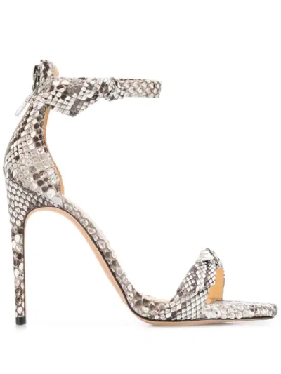 Alexandre Birman Clarita Tie Python Sandals In Brown