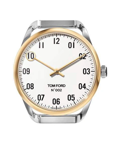 Tom Ford Round Two-tone Polished Stainless Steel Case, White Dial, Large