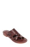 Bernardo Tenley Flat Leather Slide Sandals In Hot Chocolate Leather