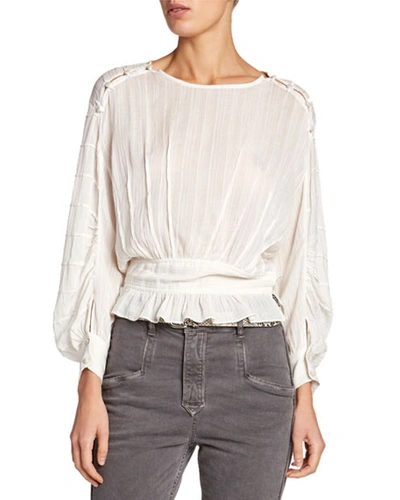 Isabel Marant Étoile Oak Viscose Blouson-sleeve Blouse With Buttons In White