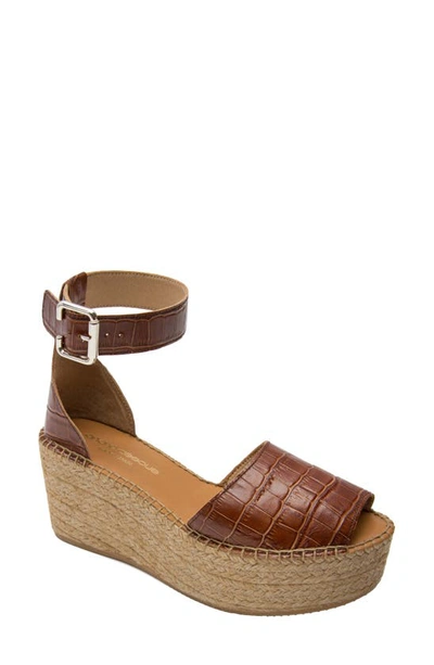 Andre Assous Women's Luz Croc-embossed Espadrille Platform Sandals In Cognac Croc Leather