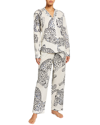 Desmond & Dempsey The Jag Printed Cotton Pyjama Set In White