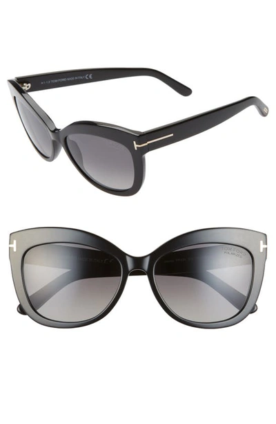 Tom Ford Alistair 56mm Polarized Cat Eye Sunglasses In Black