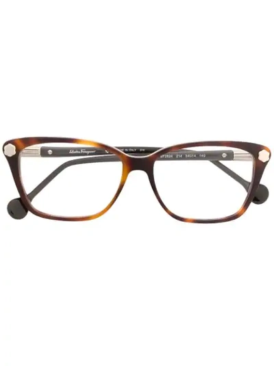 Ferragamo Brille In Schildpatt-optik In Brown