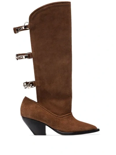 Ganni Buckle-fastened Boots In Brown