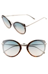 Tom Ford Women's Jess Rimless Cat Eye Sunglasses, 63mm In Blonde Havana/ Gold/ Green