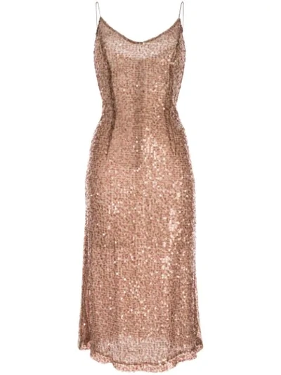 Walk Of Shame Sequined Midi Dress In Brown
