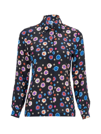 Lhd Floral Print Star Island Blouse Multicolor In Black