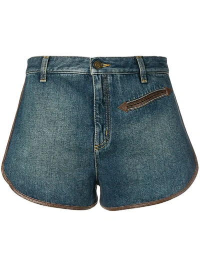 Saint Laurent Blue Women's Contrast Piping Denim Shorts