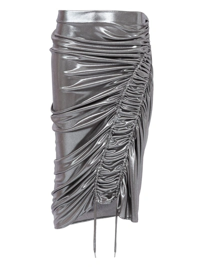Atlein Silk Wave Skirt In Silver