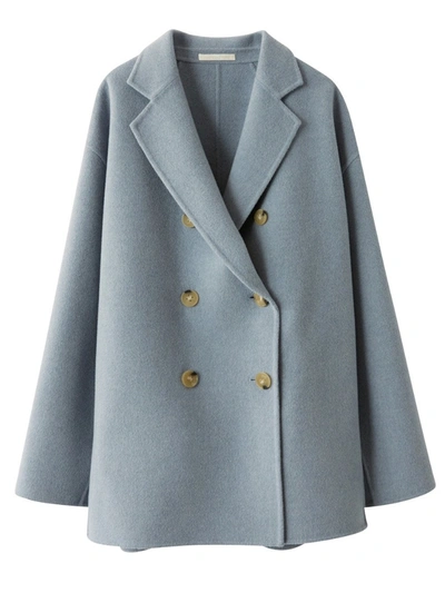 Acne Studios Pale Blue Double Breasted Coat Blue In Grey