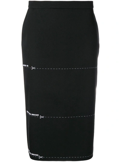 Vetements Scissors Cut Line Pencil Skirt In Black