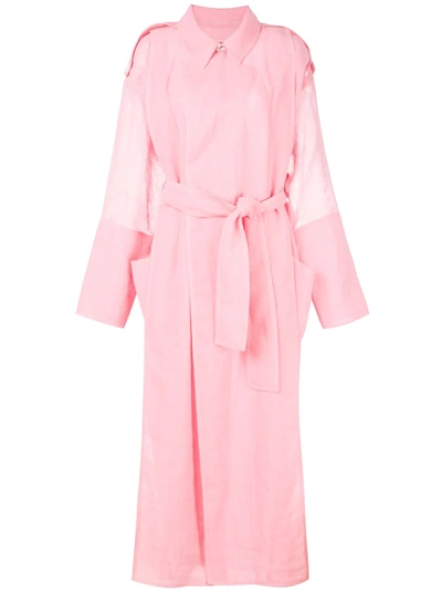Maison Rabih Kayrouz Pink Belted Trench Coat