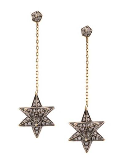 Noor Fares 18kt Yellow Gold Merkaba Diamond Drop Earrings Gold