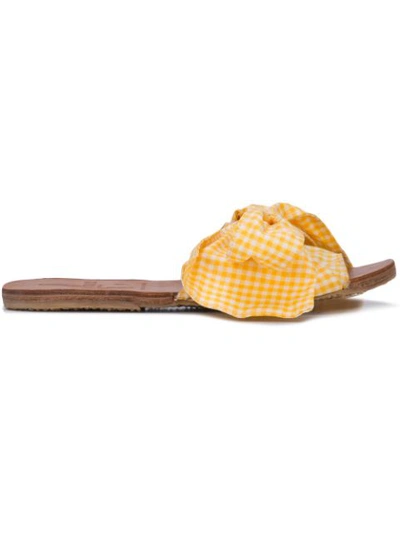 Brother Vellies Gingham Burkina Sandal Yellow In Brown
