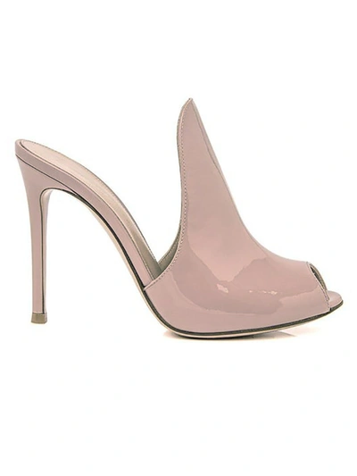 Gianvito Rossi Patent Peep Toe Mule In Neutral