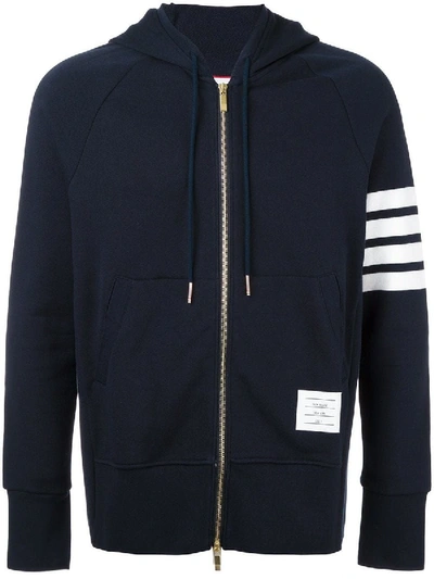 Thom Browne 4-bar Zip-up Jersey Hoodi In Blue