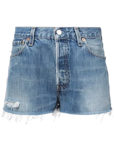 Re/done Womens Blue Cotton Shorts