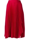 Calvin Klein 205w39nyc Red Pleated Shark Bite Midi Skirt