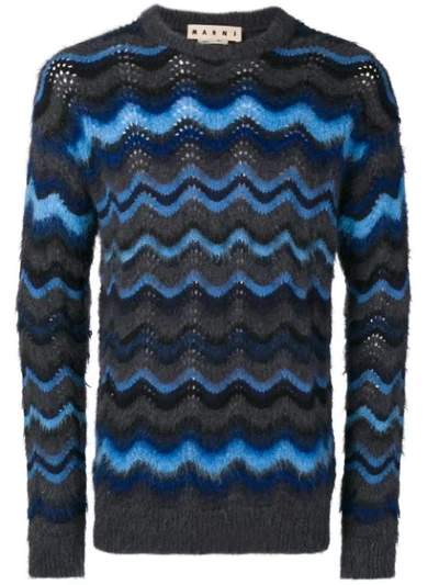 Marni Zig Zag Stripe Sweater In Blue