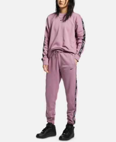Nike Women's Sportswear Logo Tape Crew Sweatshirt, Pink In Plum Dust |  ModeSens