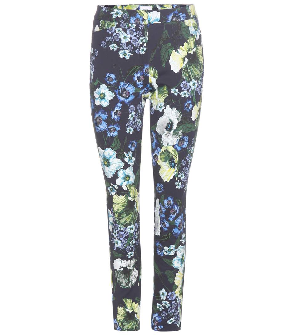 Erdem Sidney Printed Cotton-blend Trousers In Navy/yellow | ModeSens