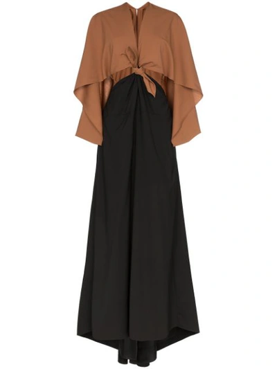 Rosie Assoulin Two-tone Knotted Maxi Dress - Black