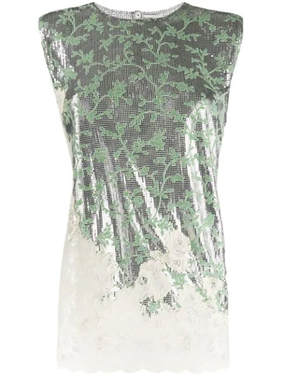 Paco Rabanne Floral Lace Insert Metallic Top